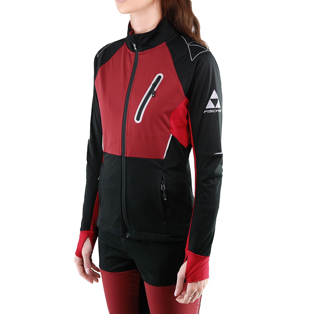 Softshellová bunda na běžky FISCHER Asarna Black - Burgundy