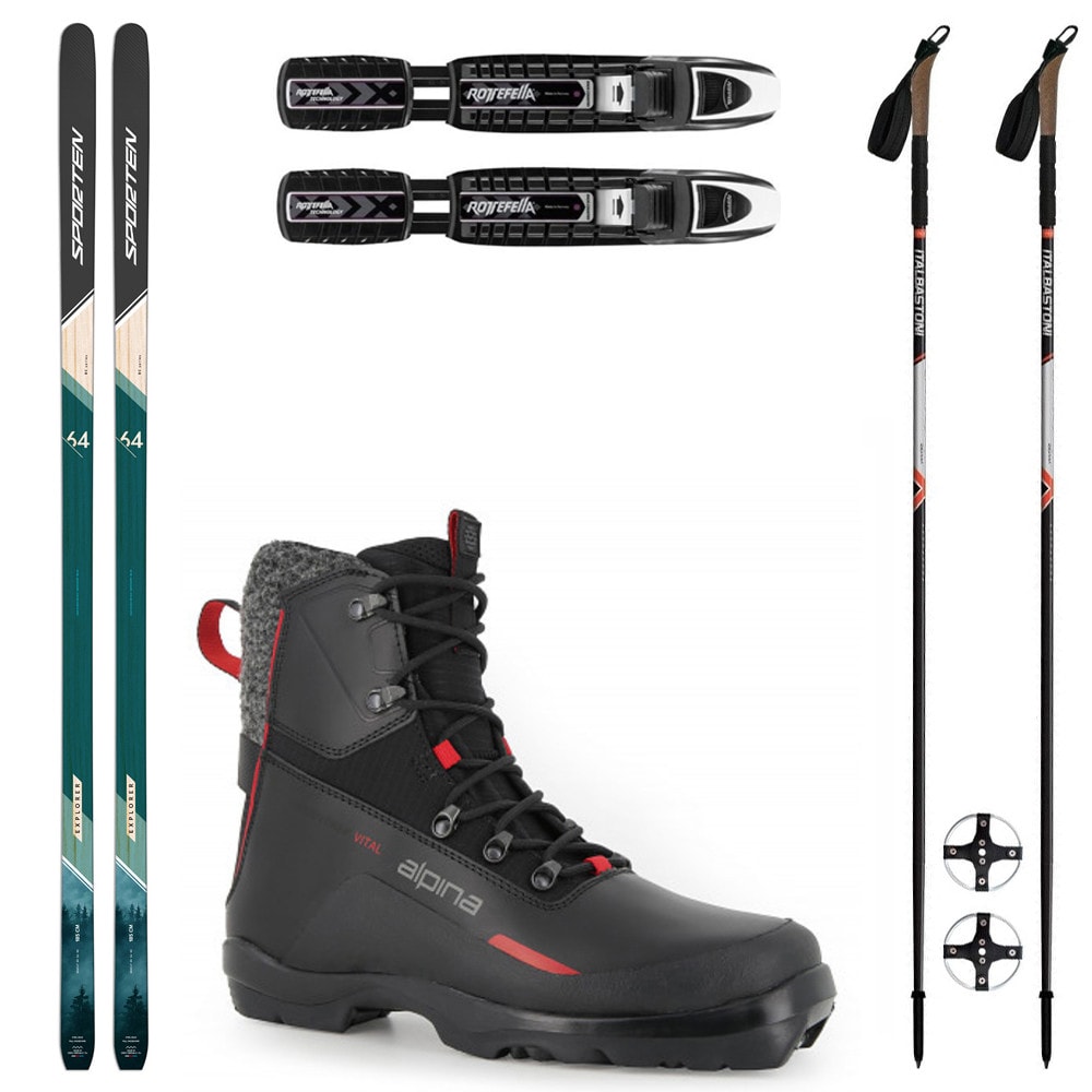 Backcountry set SPORTEN Explorer SKIN se stoupacím pásem + vázání + boty Alpina Discoverer + hole