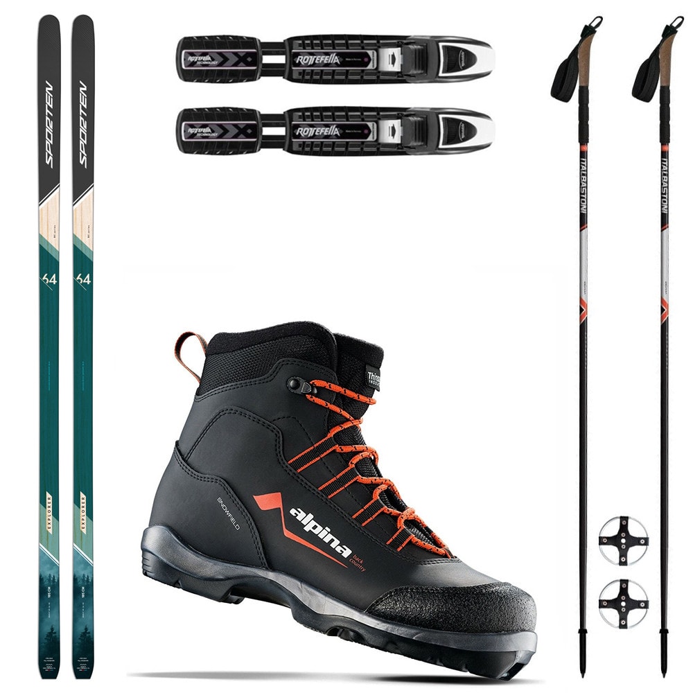 Backcountry set SPORTEN Explorer SKIN se stoupacím pásem + vázání + boty Alpina Snowfield + hole