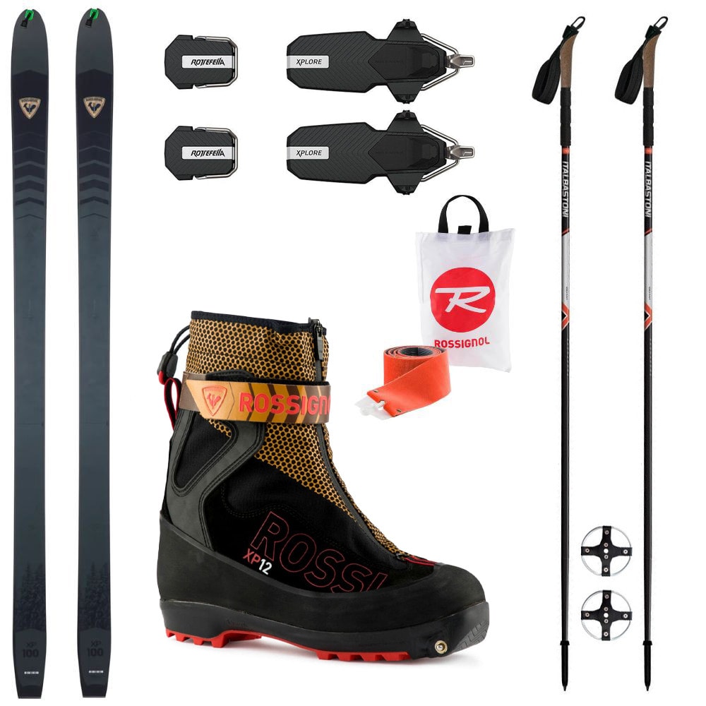 Backcountry běžky ROSSIGNOL XP 100 Positrack se stoupacími pásy + vázaní + boty ROSSIGNOL Bc XP12 + hole