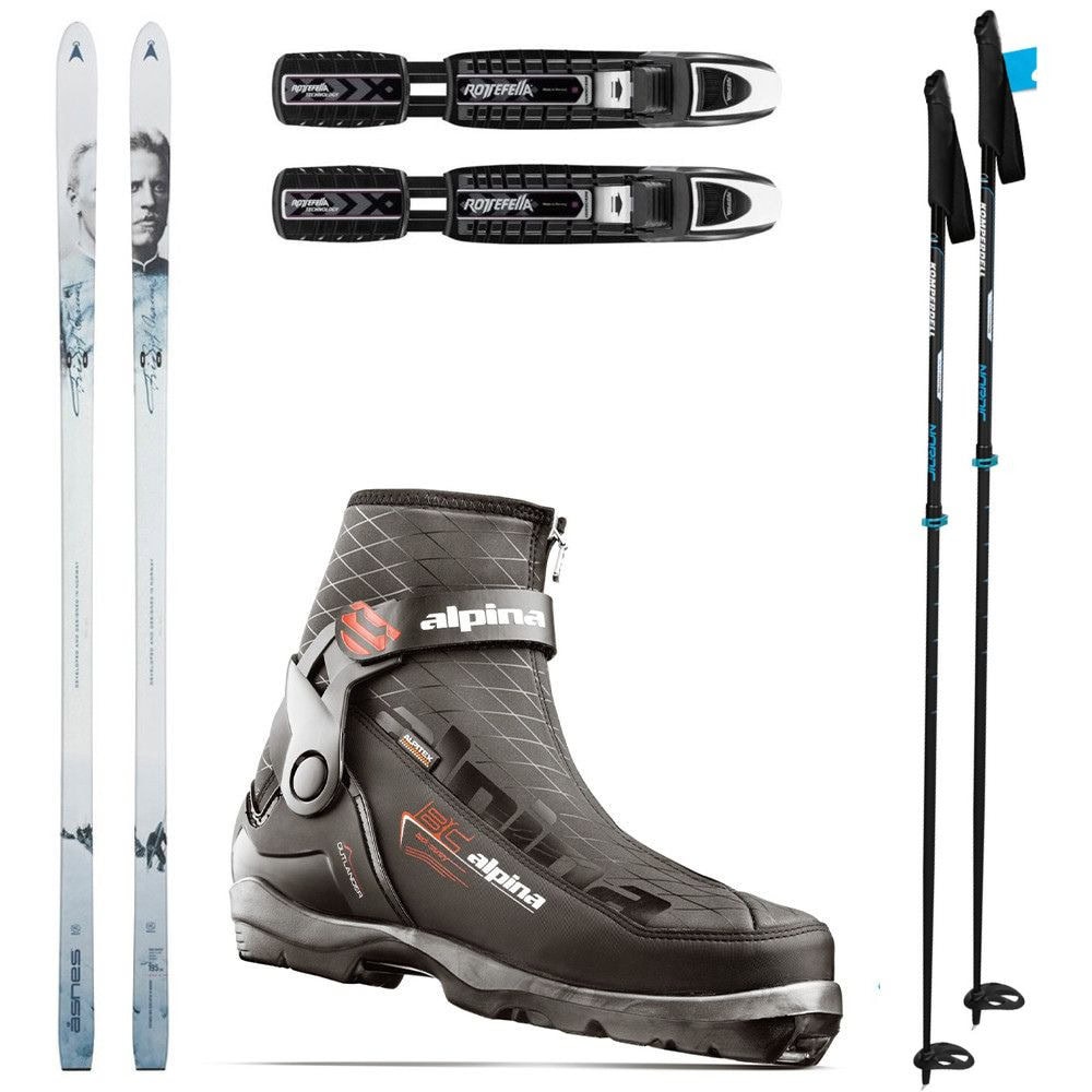 Backcountry běžky ASNES Nansen WL se stoupacím pásem + vázaní + boty ALPINA Outlander + hole