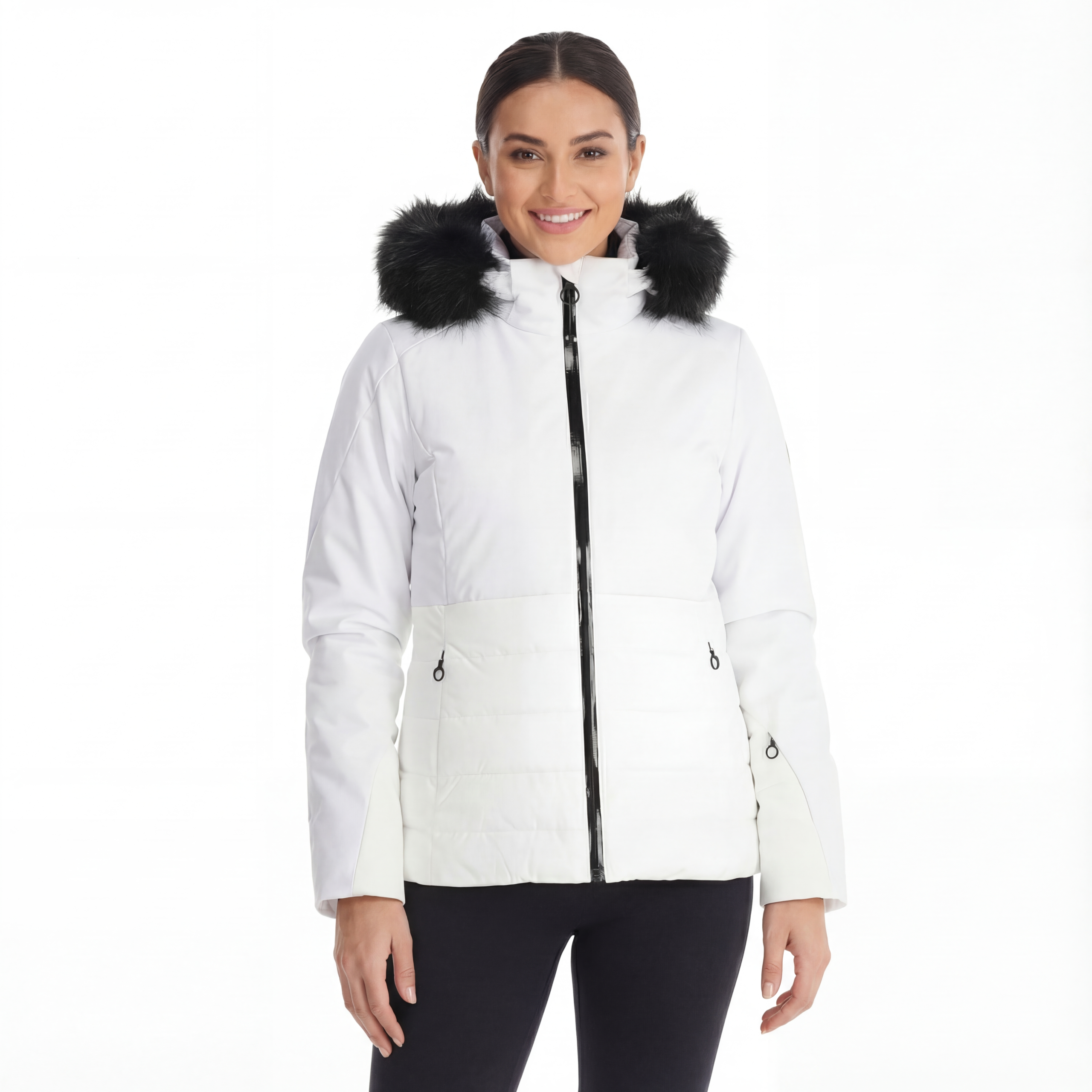 Lyžařská bunda CAMPAGNOLO Woman Jacket Zip Hood Bianco Nero