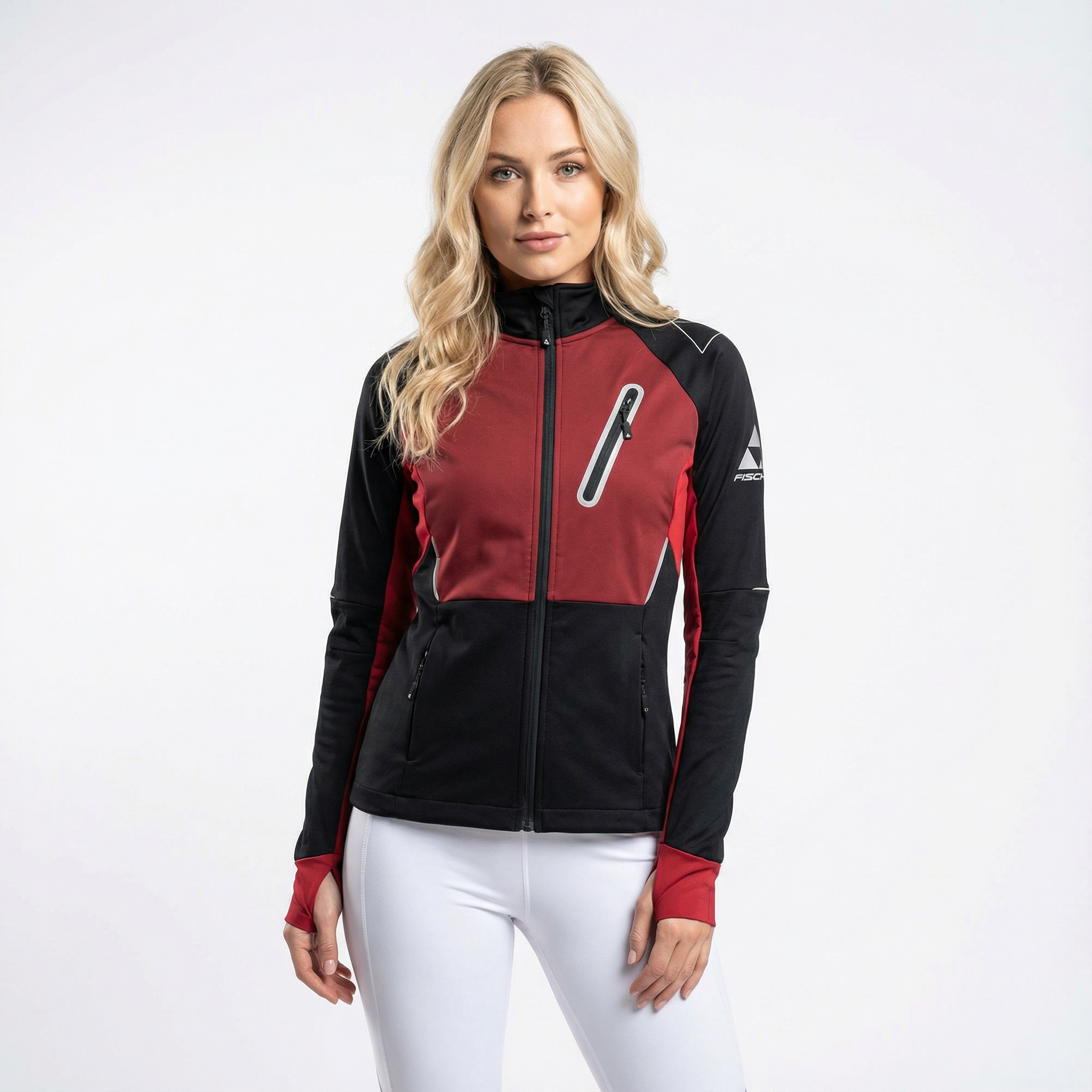 Softshellová bunda na běžky FISCHER Asarna Black - Burgundy