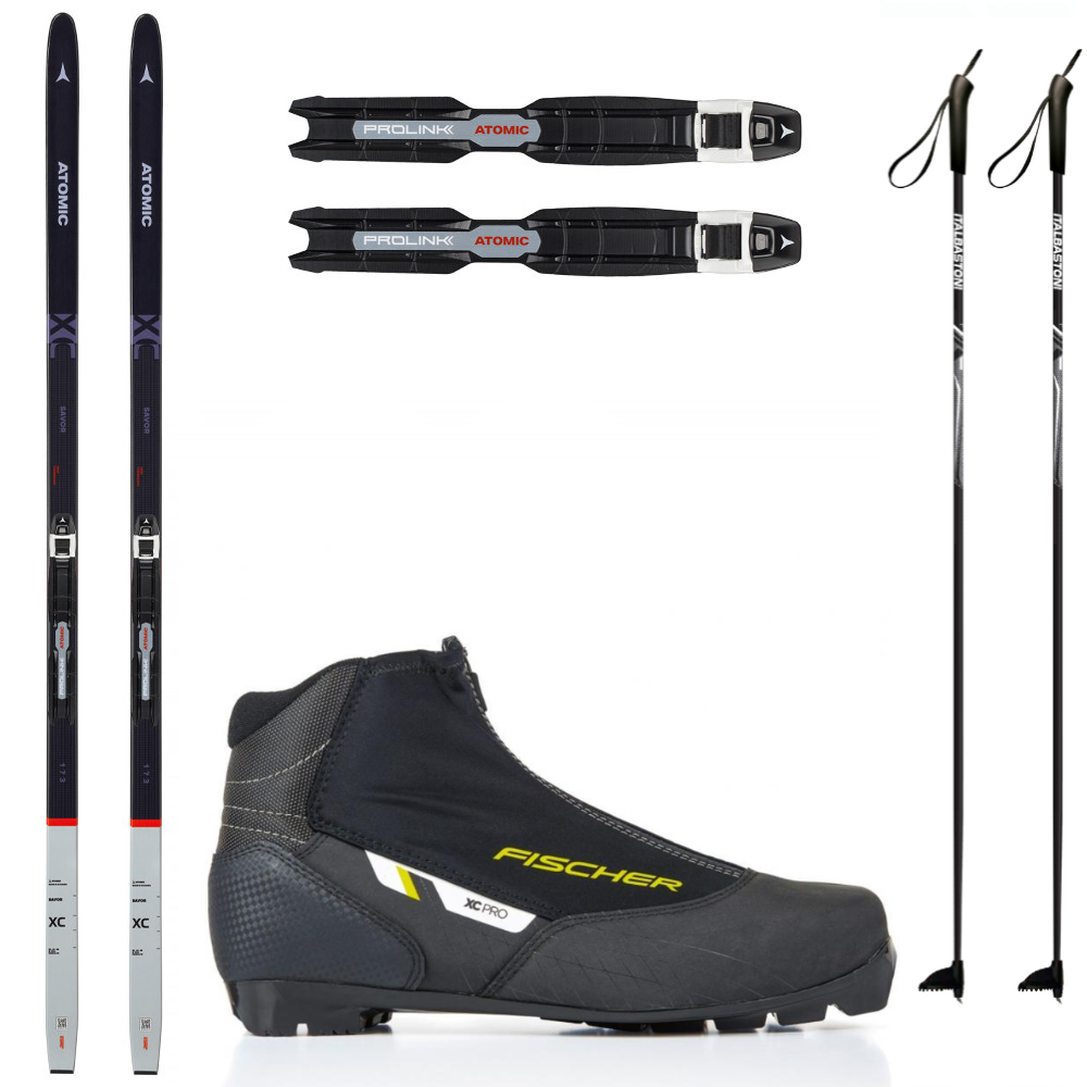 Běžecký set ATOMIC Savor XC Grip s vázáním NNN Automatic + Obuv Fischer + Hole