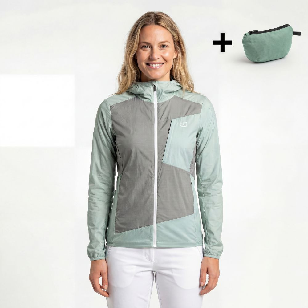 Merino bunda ORTOVOX Trace Windbreaker Jacket W Green Sage