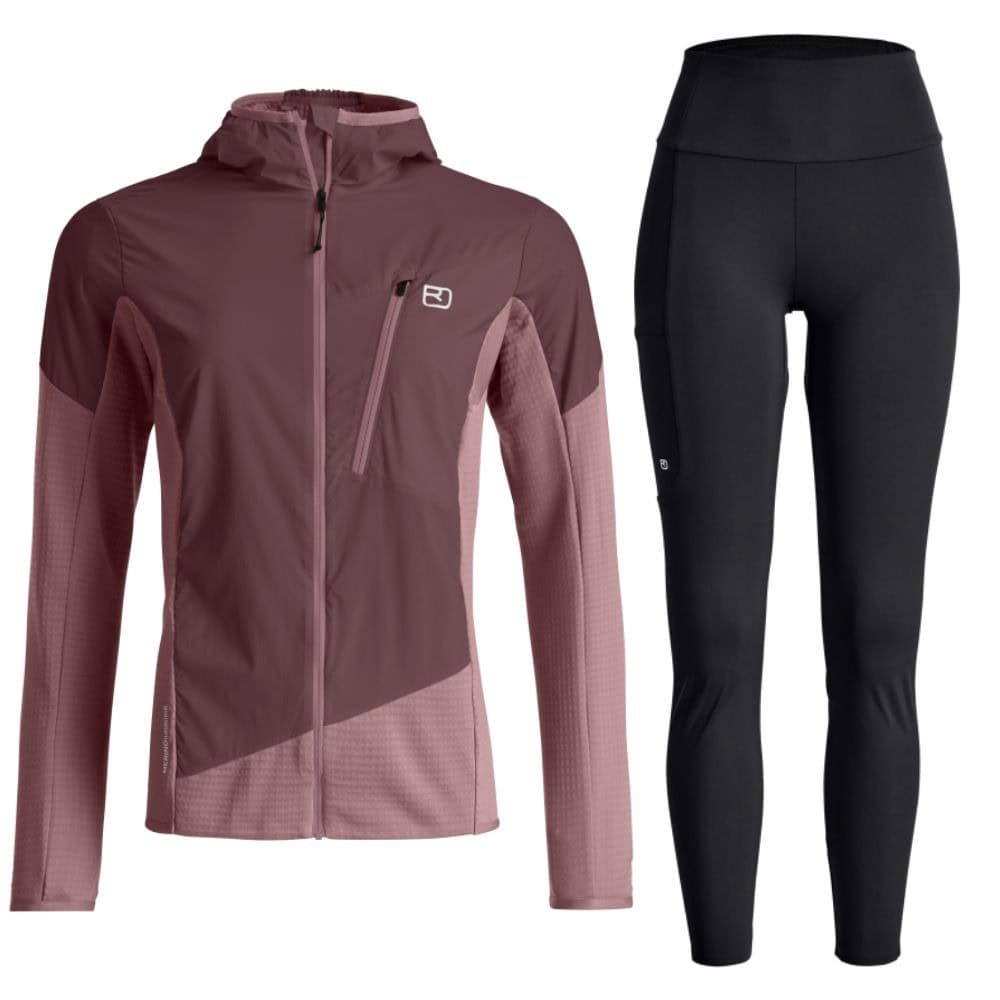 Komplet ORTOVOX Trace Hybrid Jacket Chestnut + All Mountain Tights Black Raven