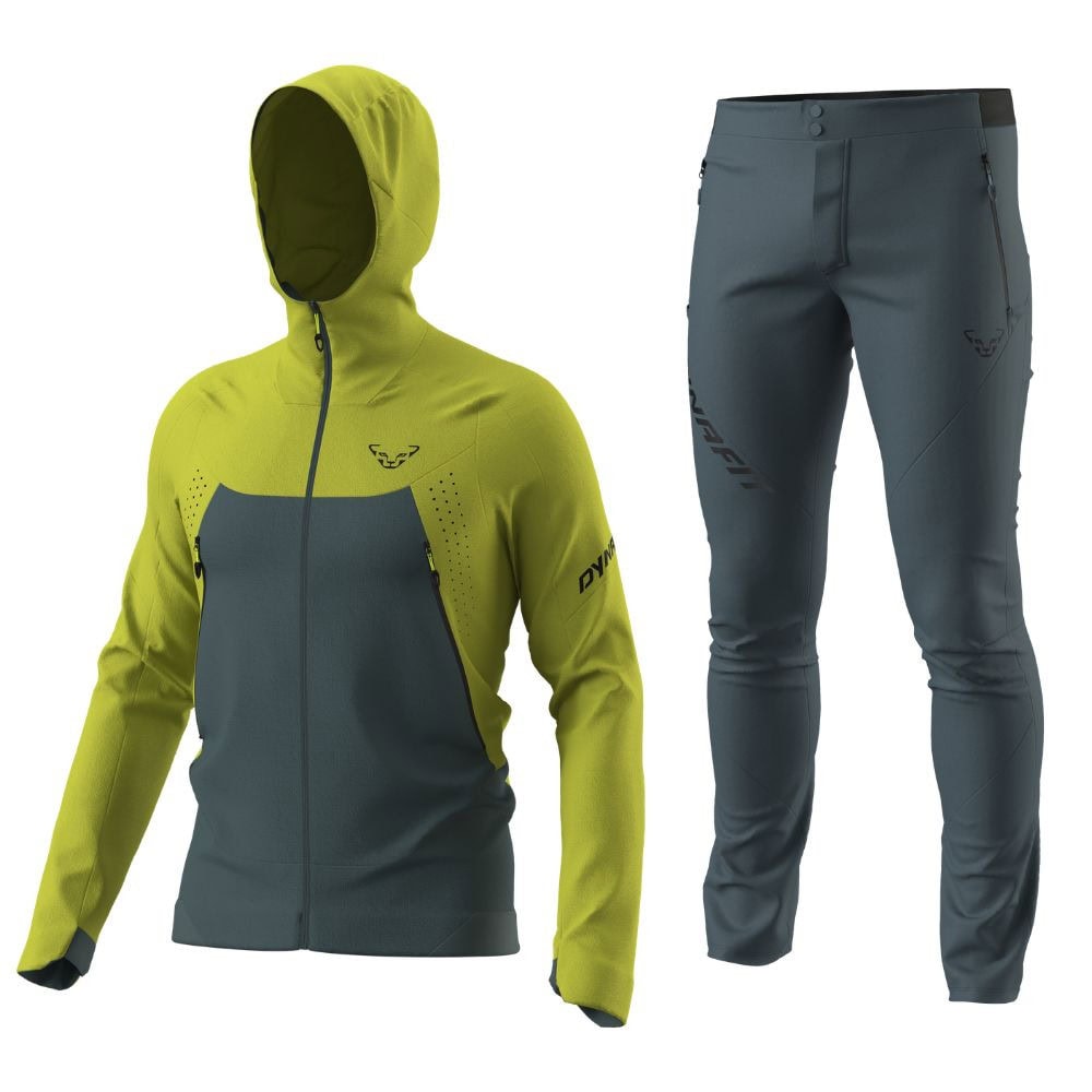 Komplet DYNAFIT Transalper Dynastretch Jacket M Golden Lime + Transalper 2 Light DST Pants M Cinder