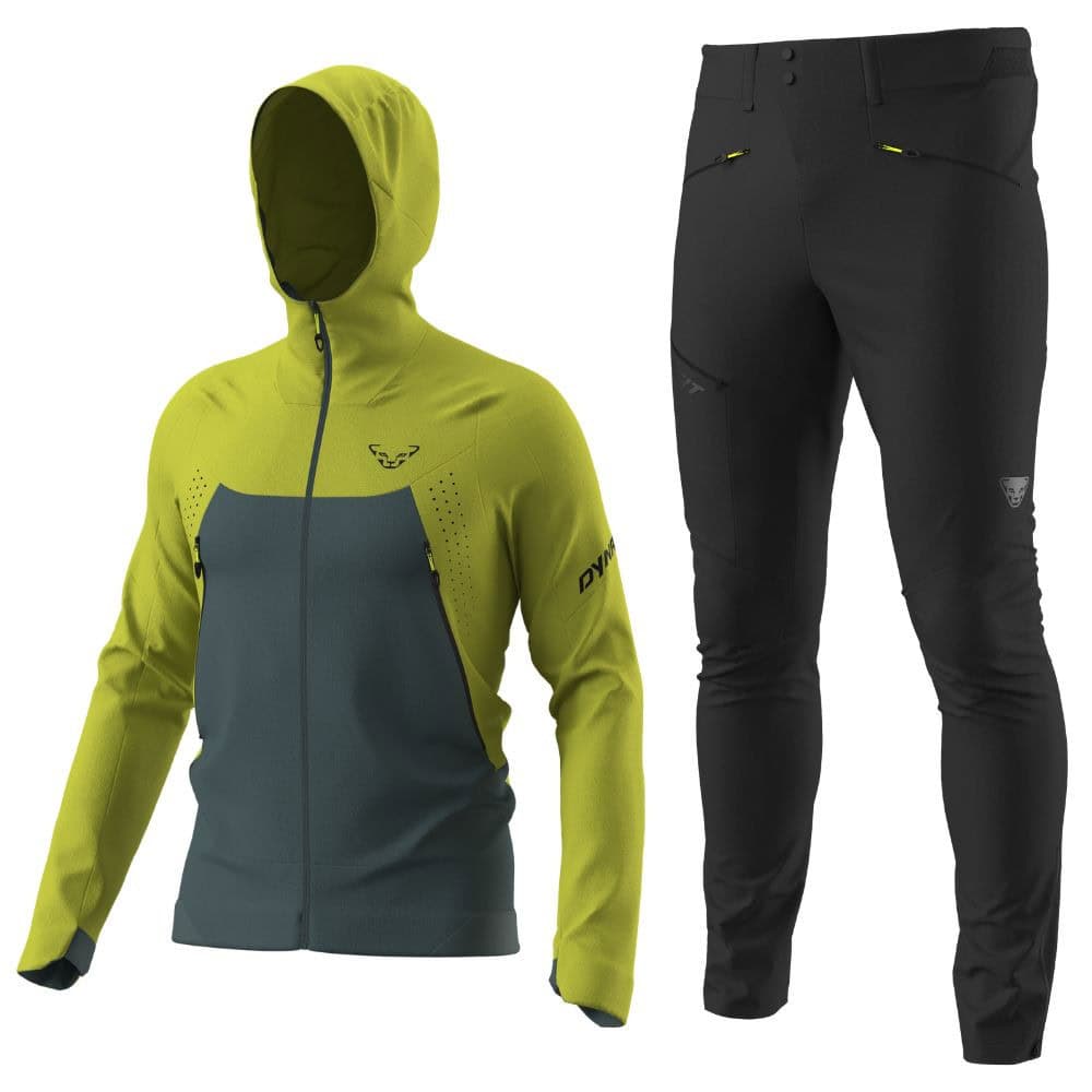 Komplet DYNAFIT Transalper Dynastretch Jacket M Golden Lime + Transalper Dst Pants M Black Out