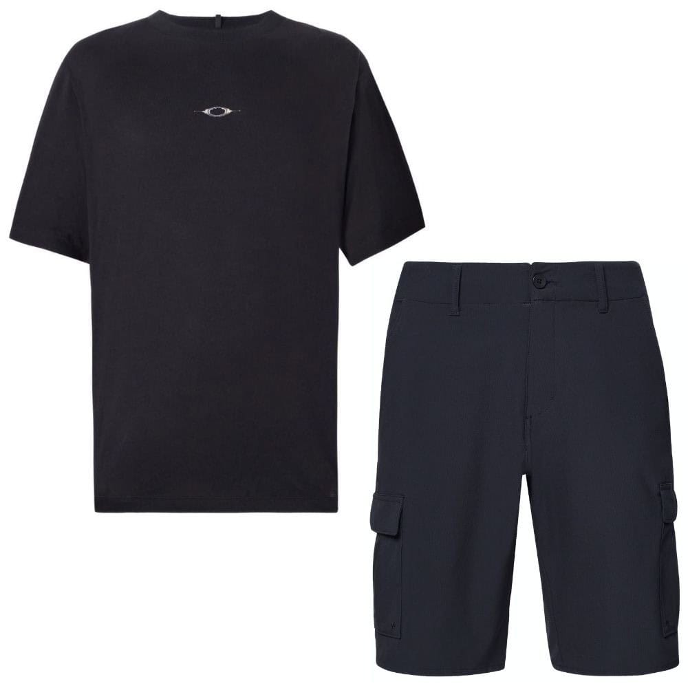 Komplet OAKLEY Stacked Tee 2.0 Black + B1B Cargo hybrid Short