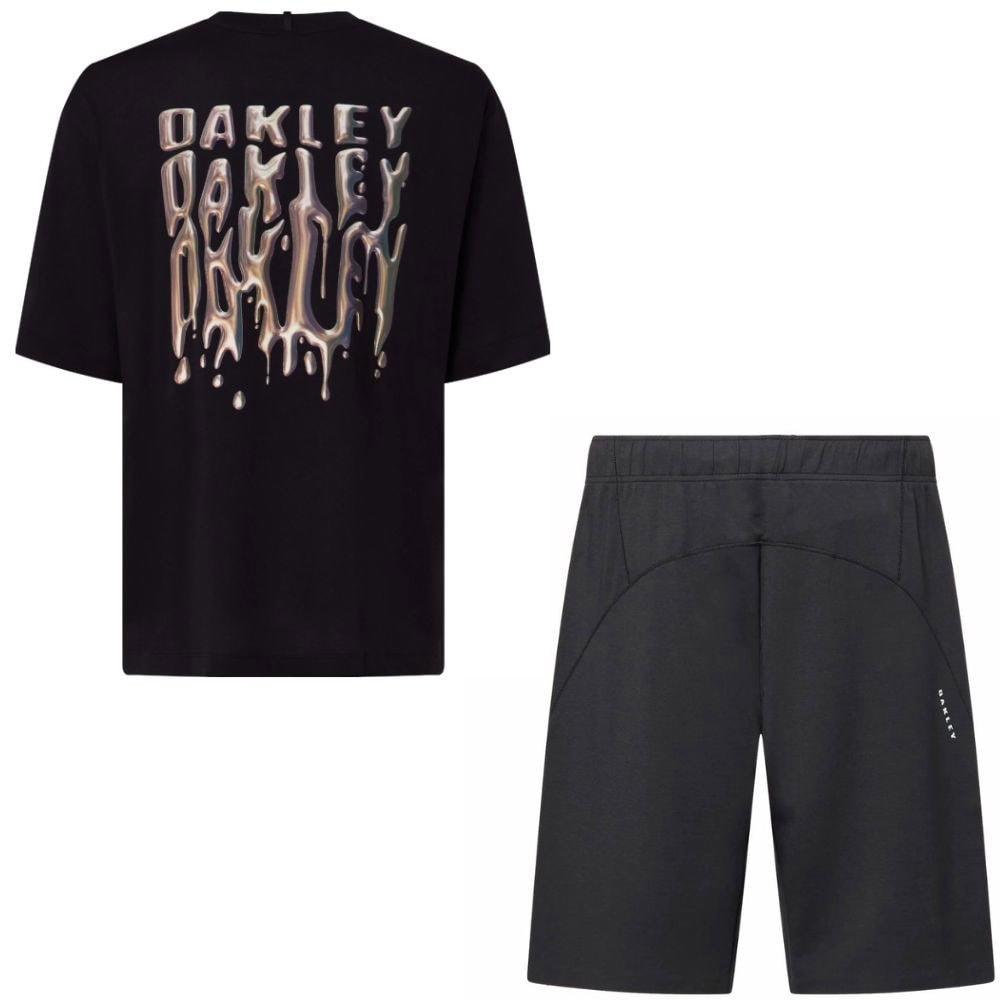 Komplet OAKLEY Stacked Tee 2.0 Black + Force Short Black